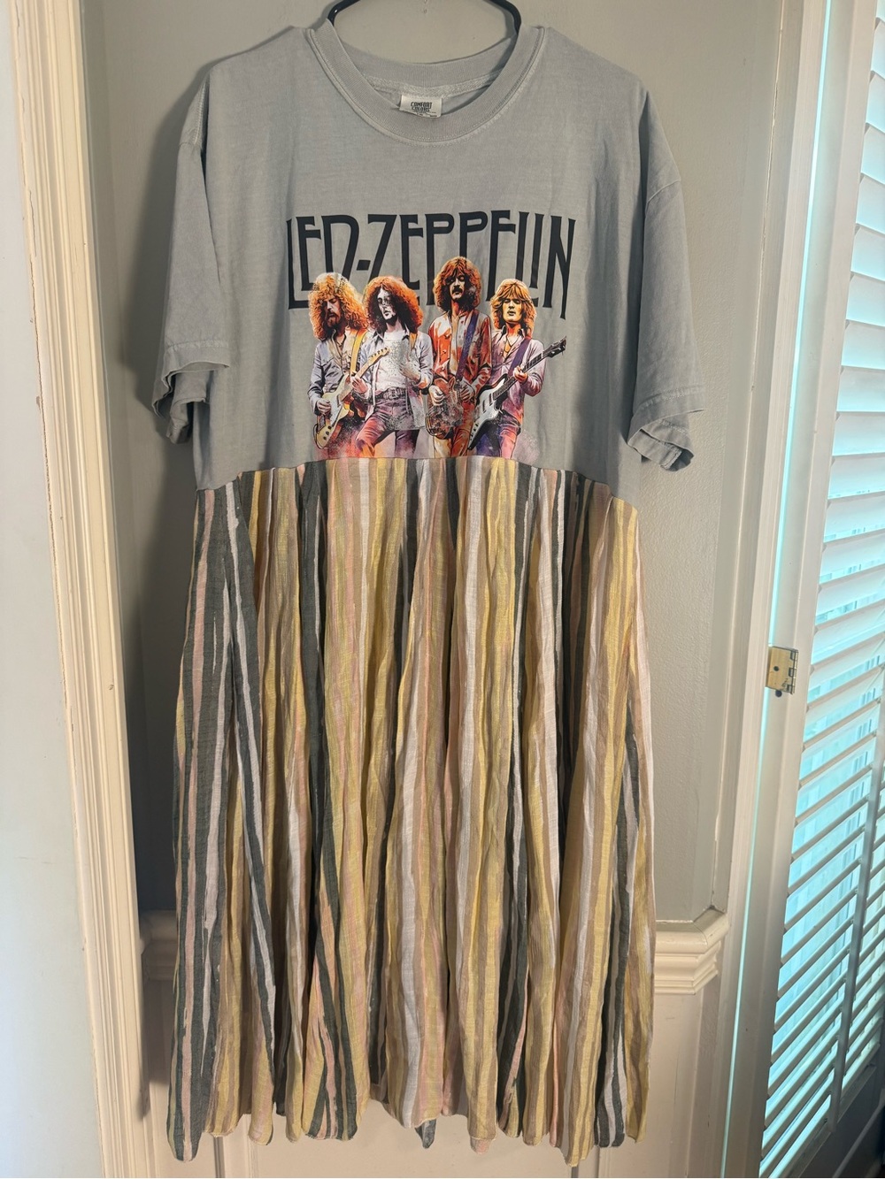 Upcycled by Sarah Led Zeppelin Graphic Tee Maxi Dress OOAK XL Boho